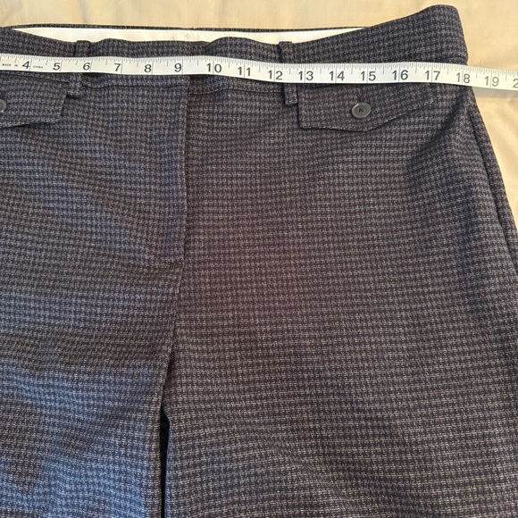 Loft Women’s Size 14 High Waist Trouser Wide Leg Navy Houndstooth Dress Pants - Picture 10 of 13